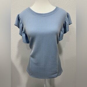 UMGEE Striped Ruffle Sleeve Top EUC